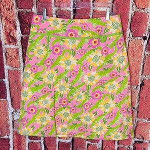 Lilly Pulitzer Pink Floral Alligator Print Skirt Size 8